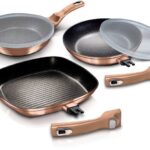 BerlingerHaus Rosegold Metallic Line Sada pánví 5 ks s odnímatelnou rukojetí a mramorovým povrchem